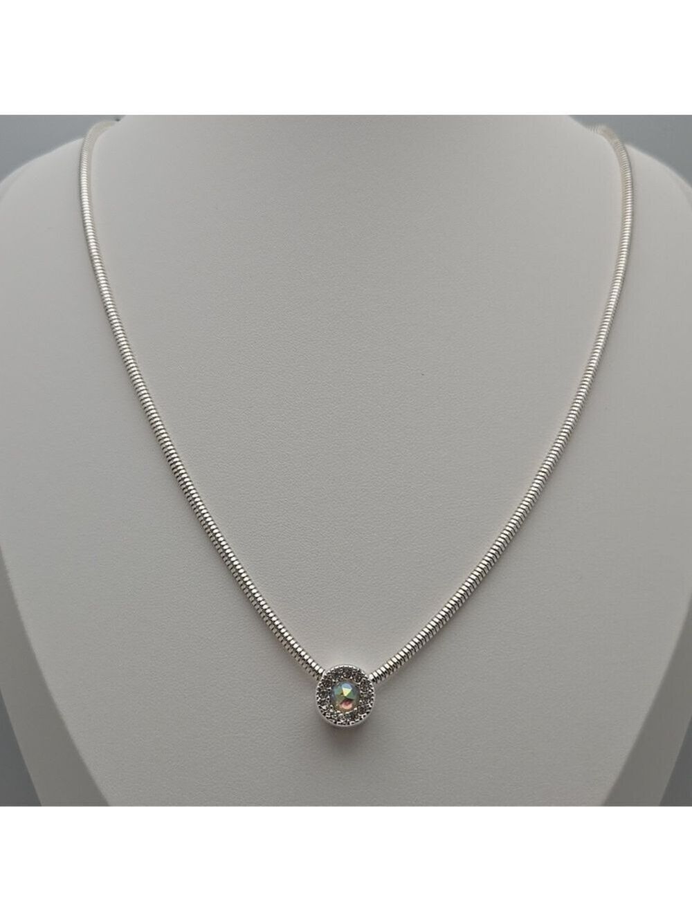 Avon Snake Necklace Crystal Diamond Sparkly Silver tone Pendant Wedding